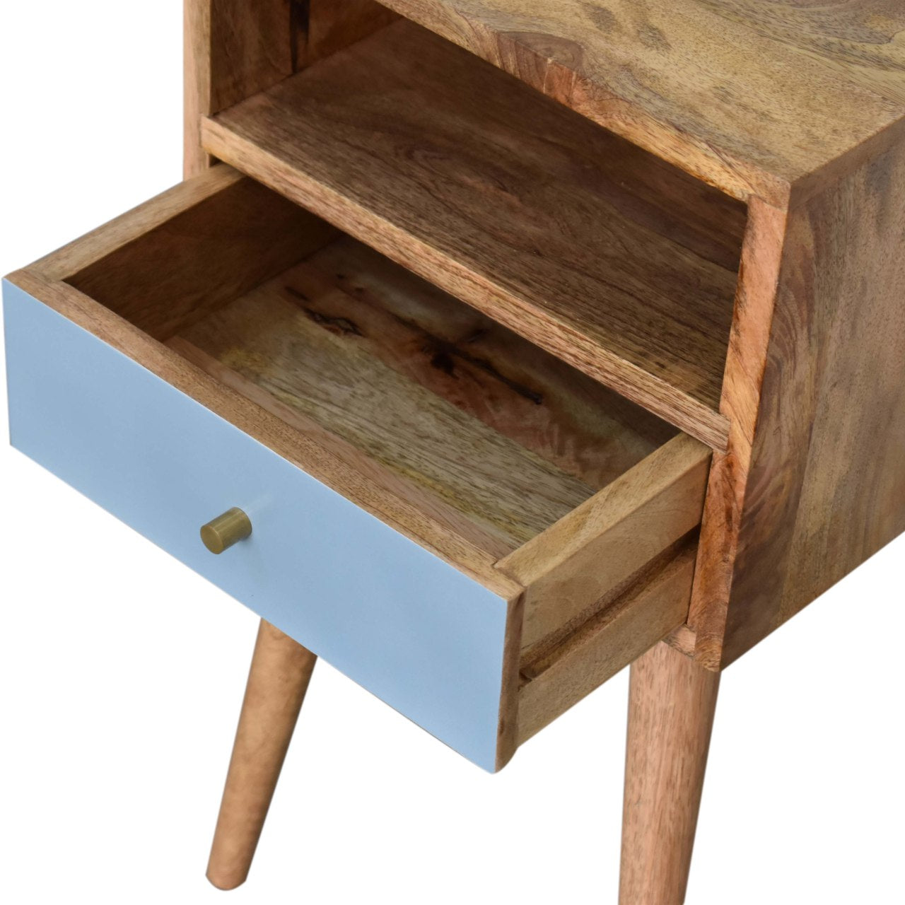 Mini Blue Hand Painted Bedside Blue Solid Wood