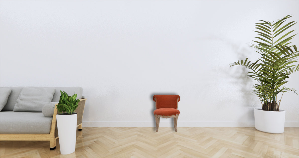 Brick Red Velvet Studded Chair Brick Red Foam Wood Fabric