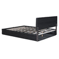 Queen Size Upholstered Bed With Hydraulic Storage System And Drawer, Black Black Pu Leather