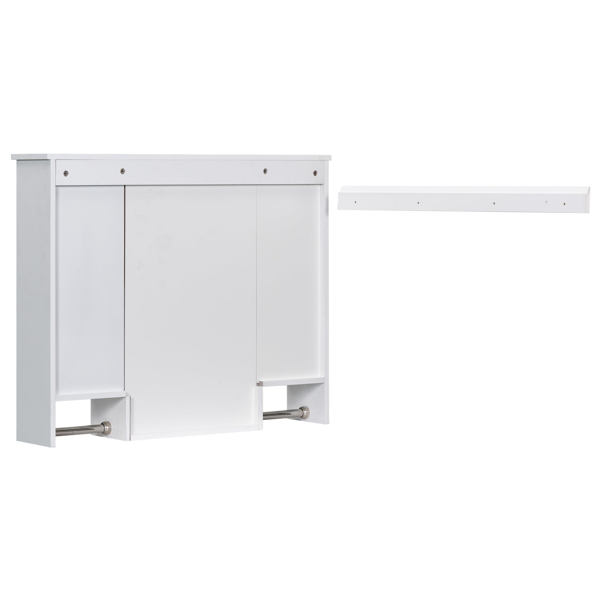 35'' X 28'' Modern Wall Mounted Bathroom Storage Cabinet, Bathroom Wall Cabinet With Mirror, Medicine Cabinet With Towels Bar White 3 5 Mirror Included Bathroom Wall Mounted Mdf Painted