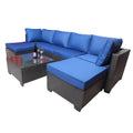 Outdoor Garden Patio Furniture 7 Piece Pe Rattan Wicker Cushioned Sofa Sets And Coffee Table, Patio Furniture Set Outdoor Couch Outdoor Couch Patio Furniture Outdoor Sofa Patio Couch Yes Complete Patio Set Black Blue Rust Resistant Frame Water Resistant