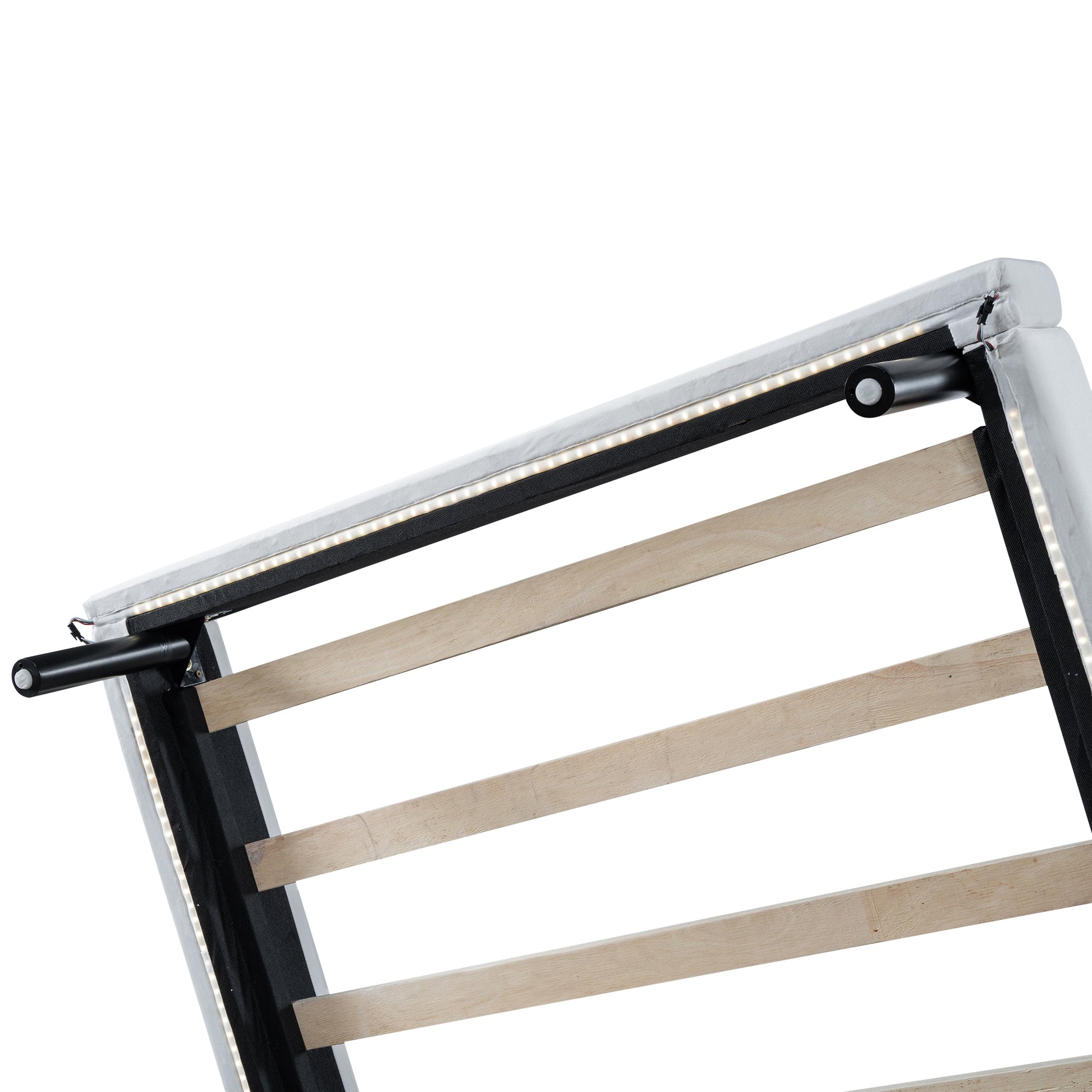 Twin Size Upholstered Platform Bed With Animal Paw Shaped Headboard And Led, Pink Box Spring Not Required Twin White Pink Wood Bedroom Solid Wood Mdf