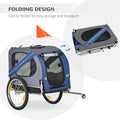 Aosom Dog Bike Trailer Pet Cart Bicycle Wagon Cargo Carrier Attachment For Travel With 3 Entrances Large Wheels For Off Road & Mesh Screen Blue Grey Blue Steel