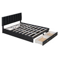 Full Size Upholstered Bed With Hydraulic Storage System And Drawer, Black Black Pu Leather
