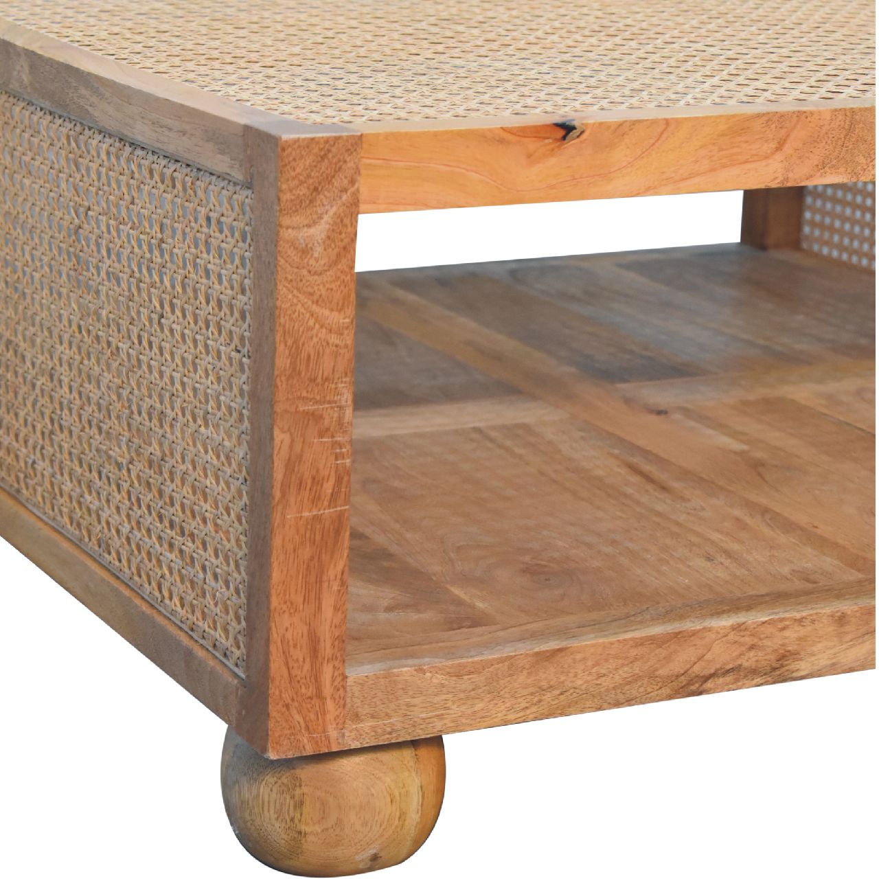 Larissa Large Coffee Table Oak Wood Rattan