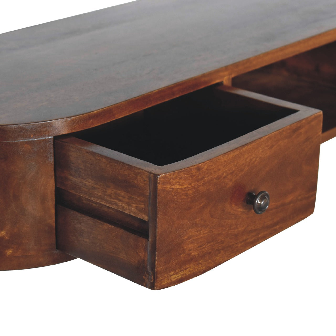 Lunar 2 Drawer Floating Console Chestnut Solid Wood