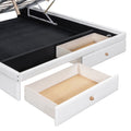 Full Size Upholstered Bed With Hydraulic Storage System And Drawer, White White Pu Leather