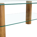 Modern Minimalist Double Layer Transparent Tempered Glass Coffee Table And Coffee Table, Paired With Wooden Mdf Decorative Columns. Computer Desk. Game Table. Ct X02 Transparent Glass