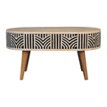 Edessa Bone Inlay Coffee Table Oak Solid Wood