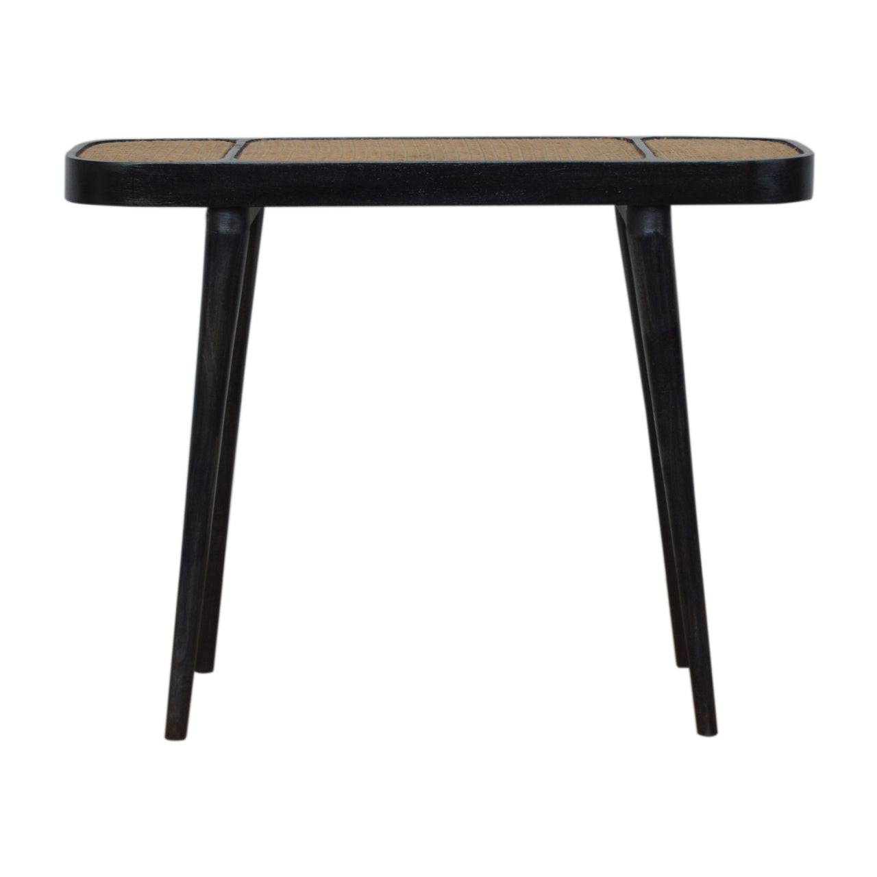 Larissa Carbon Black Console Table Black Wood Rattan