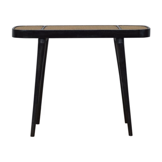 Larissa Carbon Black Console Table Black Wood Rattan