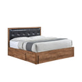 Queen Size Wood Platform Bed With Upholstered Headboard And 4 Drawers Box Spring Not Required Queen Walnut Wood Bedroom Bed Frame Faux Leather Solid Wood Mdf