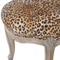 Leopard Print Studded Chair Brown Foam Wood Fabric
