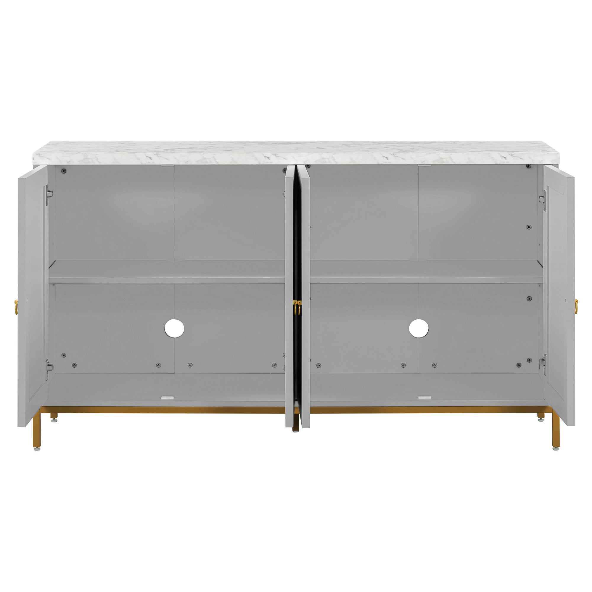 Modern Sideboard With Extra Large Storage Space With Metal Handles And Support Legs For Living Room And Dining Room Light Grey Light Gray Mdf