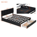 Full Size Upholstered Bed With Hydraulic Storage System And Drawer, Black Black Pu Leather