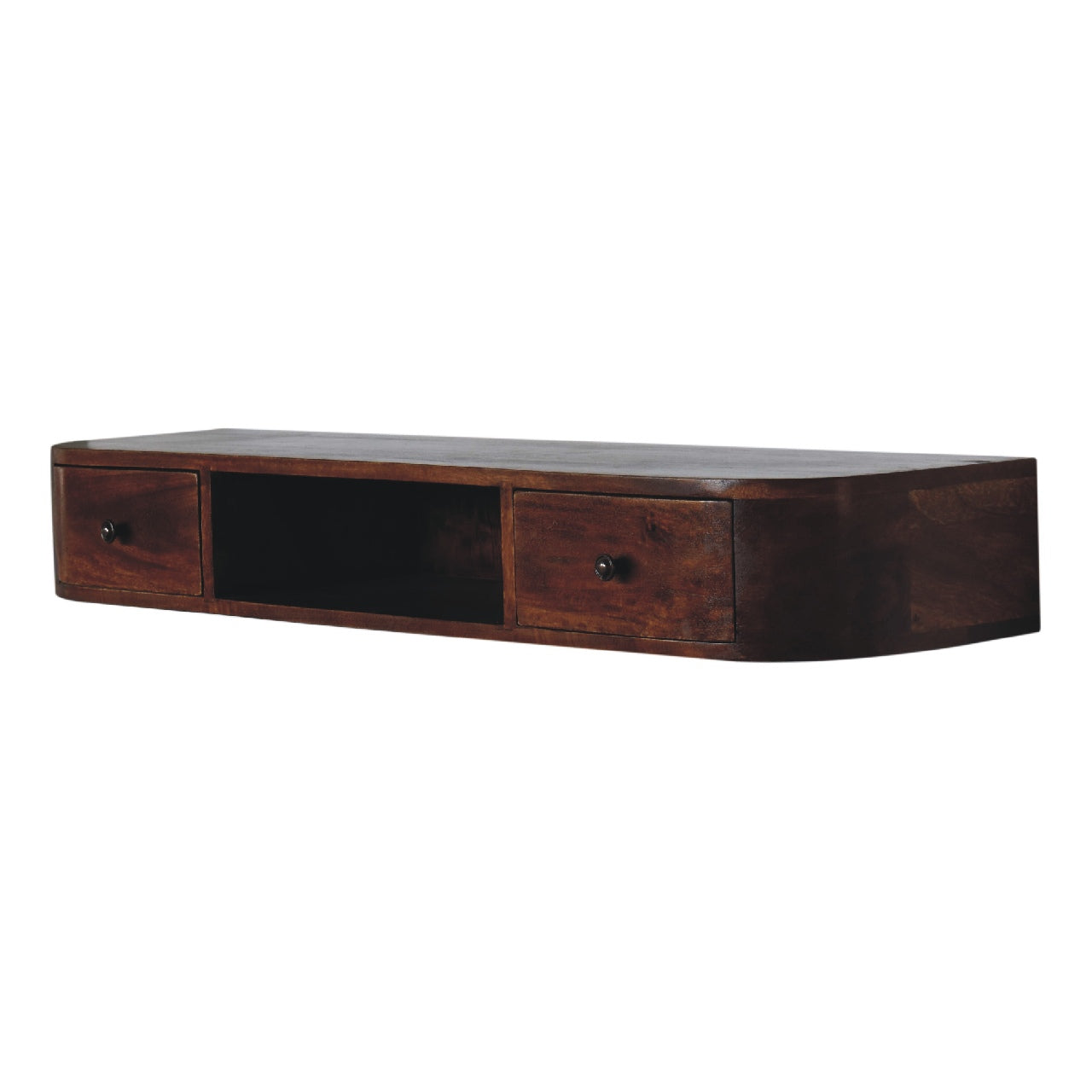 Lunar 2 Drawer Floating Console Chestnut Solid Wood