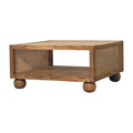 Larissa Large Coffee Table Oak Wood Rattan