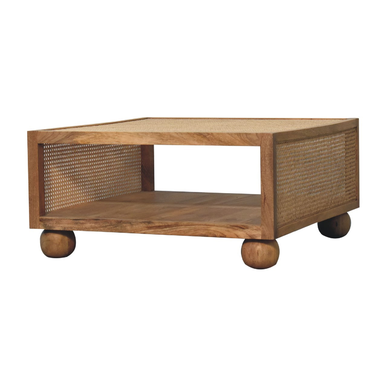 Larissa Large Coffee Table Oak Wood Rattan