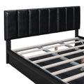 Queen Size Upholstered Bed With Hydraulic Storage System And Drawer, Black Black Pu Leather