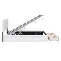 Full Size Upholstered Bed With Hydraulic Storage System And Drawer, White White Pu Leather