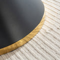 Black Marble Printed Mdf Round Dining Table, Black Columnar Base With Gold Annulus Not Including Chairs Black Mdf Steel