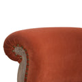Brick Red Velvet Studded Chair Brick Red Foam Wood Fabric