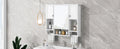 35'' X 28'' Modern Wall Mounted Bathroom Storage Cabinet, Bathroom Wall Cabinet With Mirror, Medicine Cabinet With Towels Bar White 3 5 Mirror Included Bathroom Wall Mounted Mdf Painted