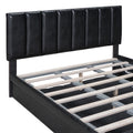 Full Size Upholstered Bed With Hydraulic Storage System And Drawer, Black Black Pu Leather