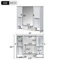 35'' X 28'' Modern Wall Mounted Bathroom Storage Cabinet, Bathroom Wall Cabinet With Mirror, Medicine Cabinet With Towels Bar White 3 5 Mirror Included Bathroom Wall Mounted Mdf Painted