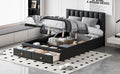 Full Size Upholstered Bed With Hydraulic Storage System And Drawer, Black Black Pu Leather