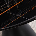 Black Marble Printed Mdf Round Dining Table, Black Columnar Base With Gold Annulus Not Including Chairs Black Mdf Steel