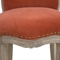 Brick Red Velvet Studded Chair Brick Red Foam Wood Fabric