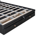 Full Size Upholstered Bed With Hydraulic Storage System And Drawer, Black Black Pu Leather