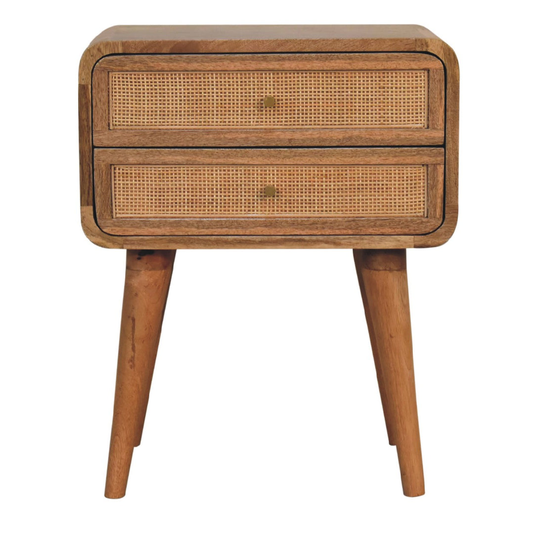 Close Knit 2 Drawer Bedside Oak Wood Rattan