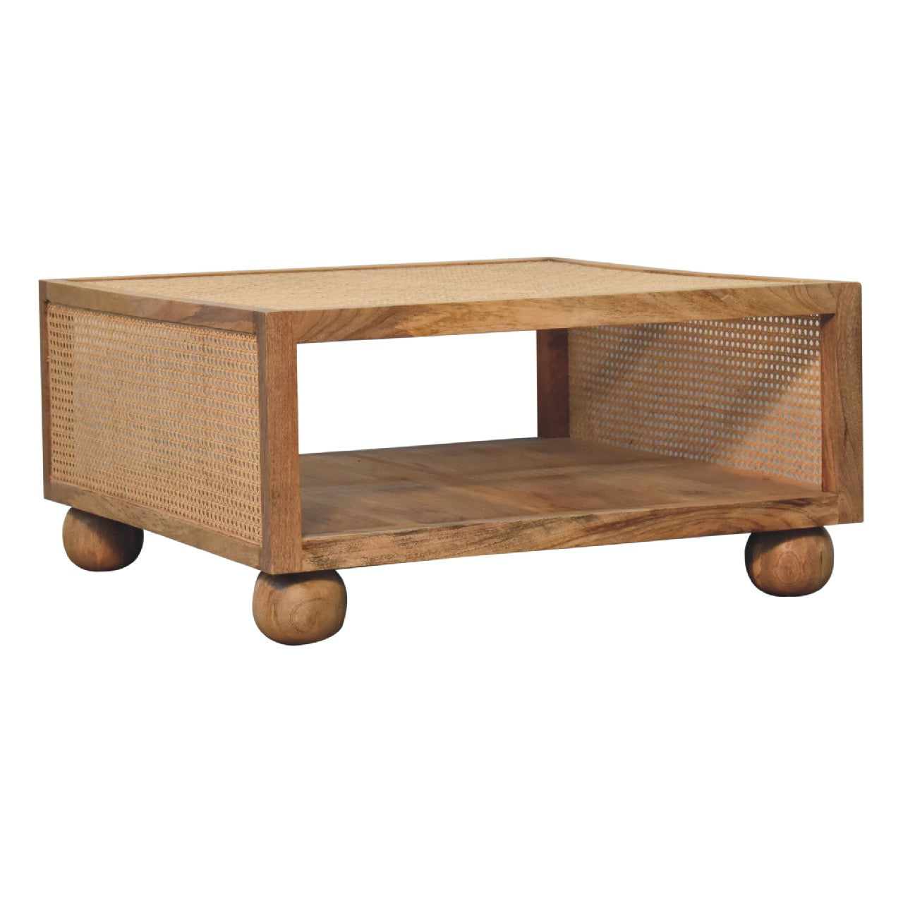 Larissa Large Coffee Table Oak Wood Rattan
