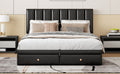 Queen Size Upholstered Bed With Hydraulic Storage System And Drawer, Black Black Pu Leather