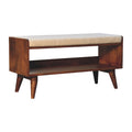 Boucle Nordic Storage Bench Chestnut Foam Wood Fabric