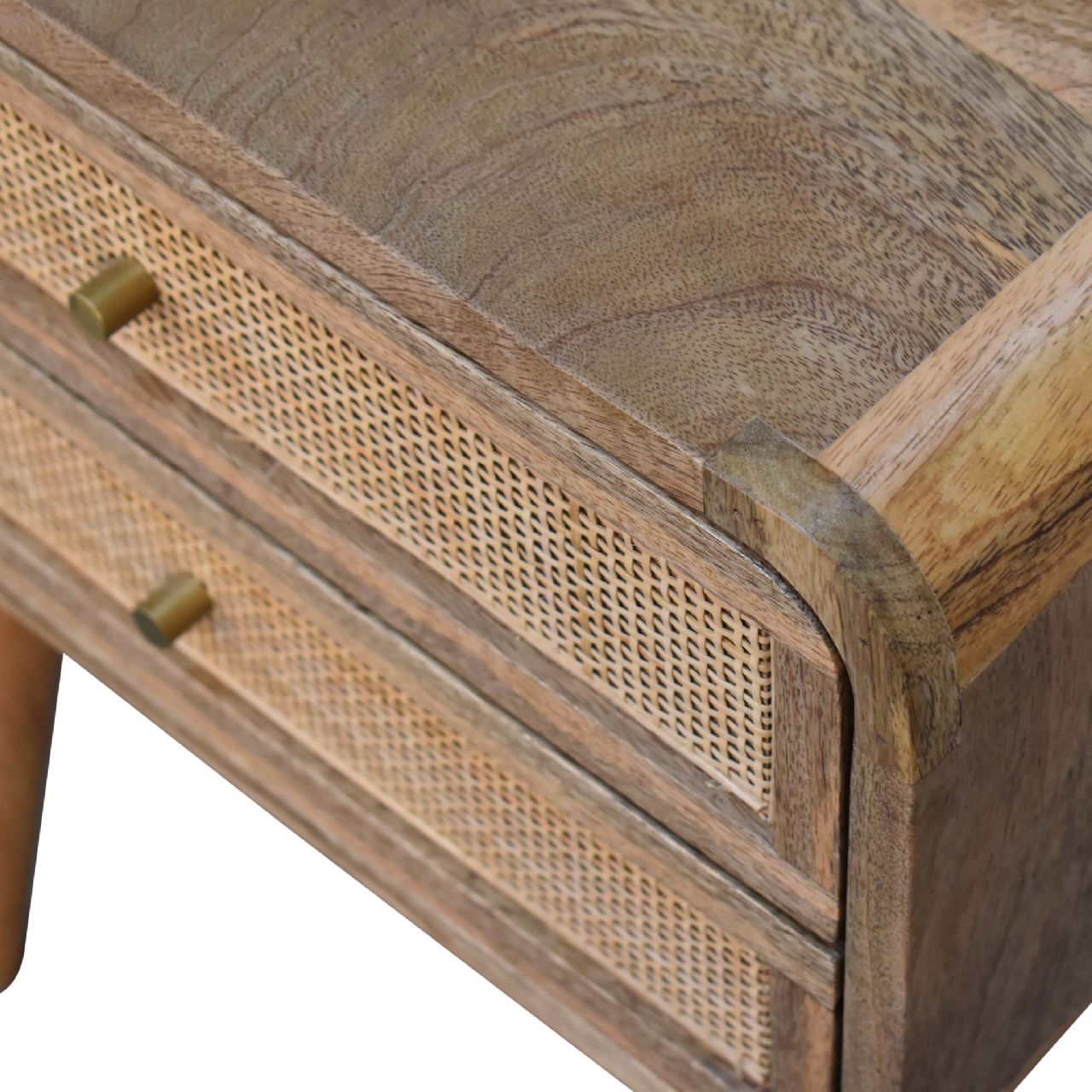 Close Knit 2 Drawer Bedside Oak Wood Rattan