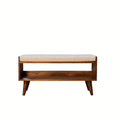 Boucle Nordic Storage Bench Chestnut Foam Wood Fabric