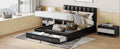 Queen Size Upholstered Bed With Hydraulic Storage System And Drawer, Black Black Pu Leather