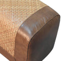 Large Seagrass Buffalo Hide Nordic Bench Oak Leather Solid Wood