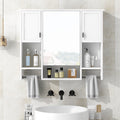 35'' X 28'' Modern Wall Mounted Bathroom Storage Cabinet, Bathroom Wall Cabinet With Mirror, Medicine Cabinet With Towels Bar White 3 5 Mirror Included Bathroom Wall Mounted Mdf Painted