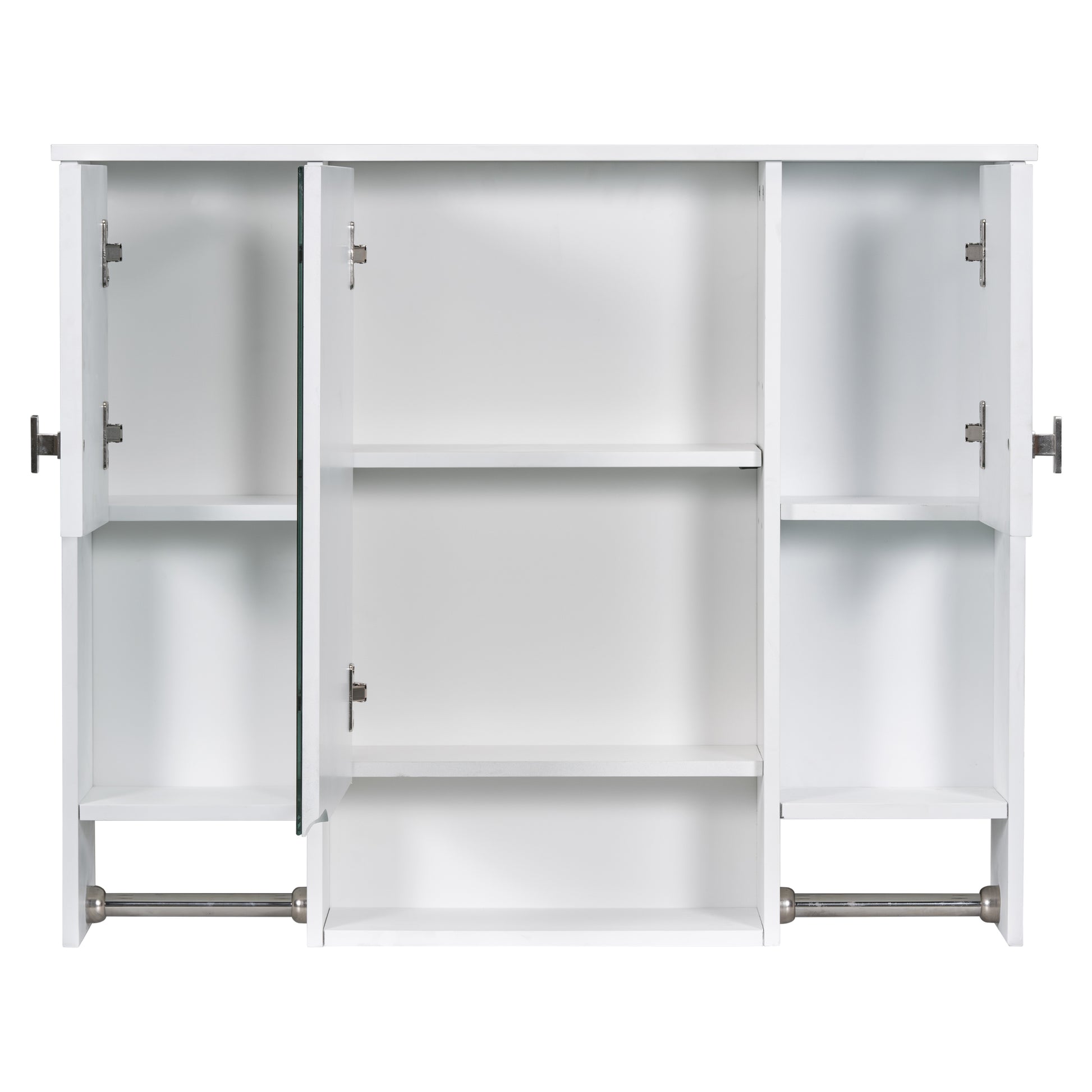 35'' X 28'' Modern Wall Mounted Bathroom Storage Cabinet, Bathroom Wall Cabinet With Mirror, Medicine Cabinet With Towels Bar White 3 5 Mirror Included Bathroom Wall Mounted Mdf Painted
