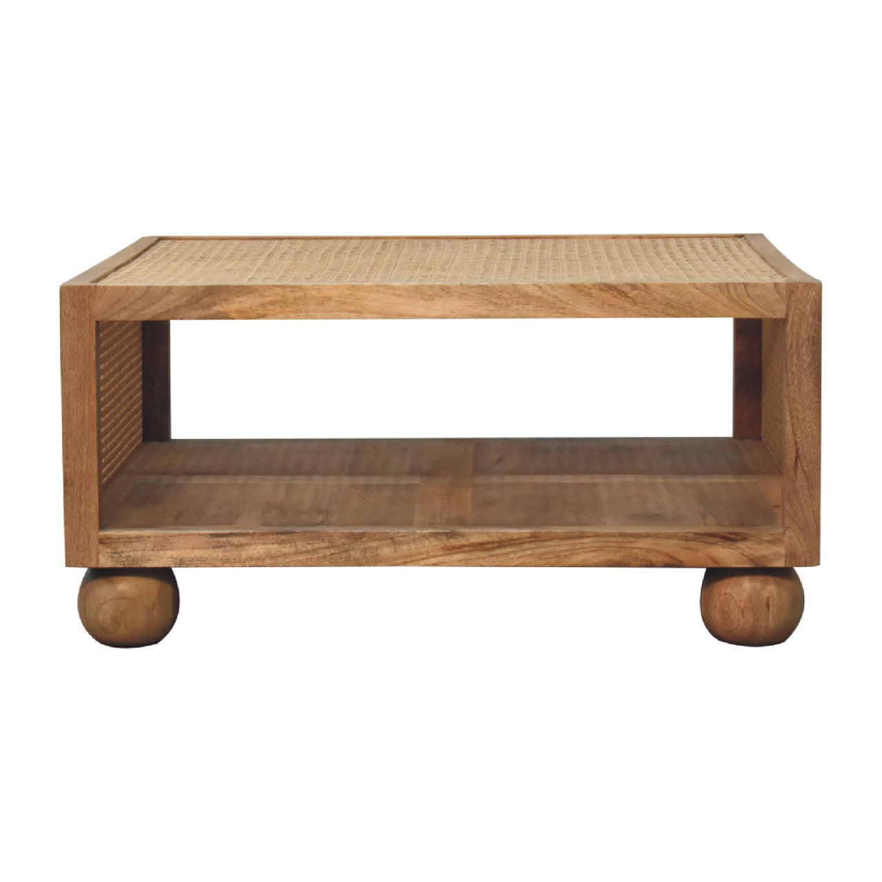 Larissa Large Coffee Table Oak Wood Rattan