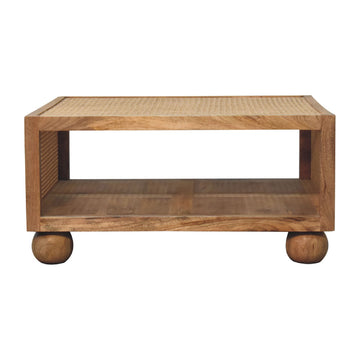 Larissa Large Coffee Table Oak Wood Rattan