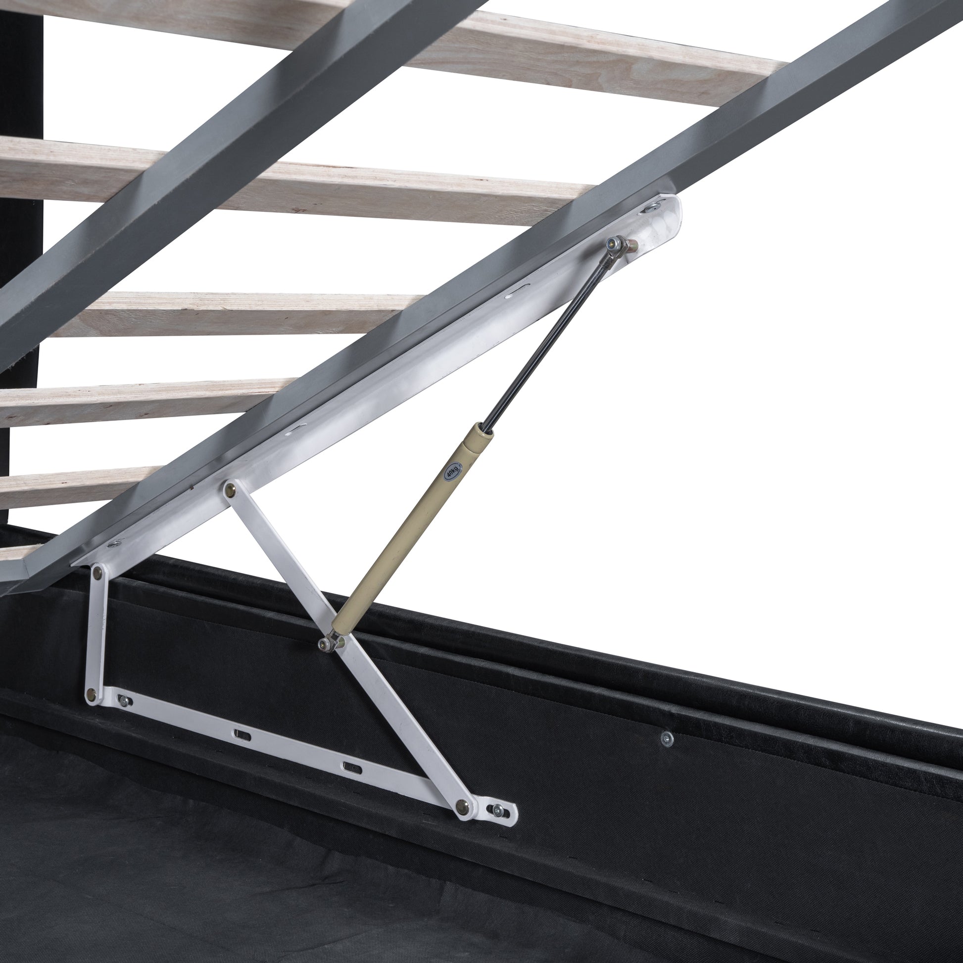 Queen Size Upholstered Bed With Hydraulic Storage System And Drawer, Black Black Pu Leather