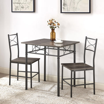 3 Piece Kitchen Dining Room Table Set Grey Chair Grey Gray Dining Room American Design,American Traditional,Antique Metal & Wood Metal & Wood