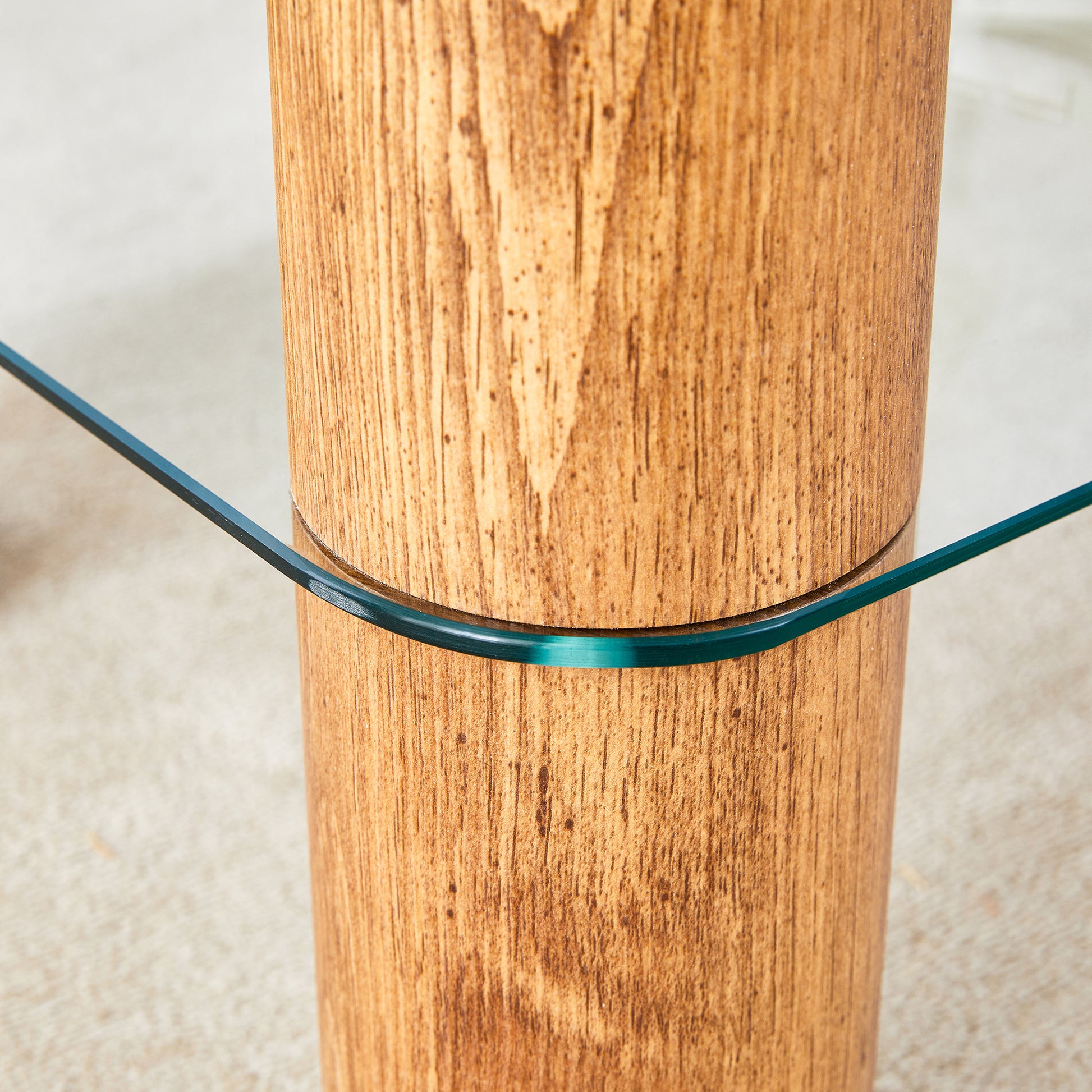 Modern Minimalist Double Layer Transparent Tempered Glass Coffee Table And Coffee Table, Paired With Wooden Mdf Decorative Columns. Computer Desk. Game Table. Ct X02 Transparent Glass