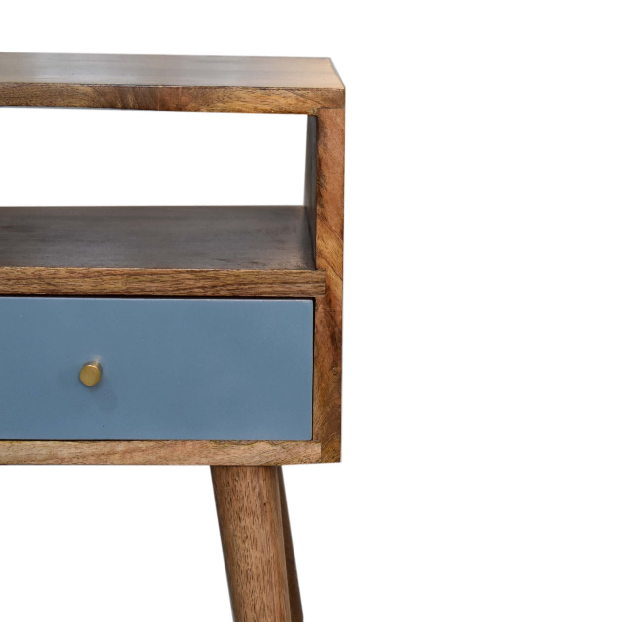 Mini Blue Hand Painted Bedside Blue Solid Wood