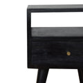 Mini Ash Black Bedside Black Solid Wood